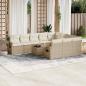 Preview: ARDEBO.de - 11-tlg. Garten-Sofagarnitur mit Kissen Beige Poly Rattan