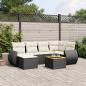 Preview: ARDEBO.de - 7-tlg. Garten-Sofagarnitur mit Kissen Schwarz Poly Rattan