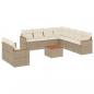 Preview: 10-tlg. Garten-Sofagarnitur mit Kissen Beige Poly Rattan