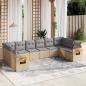 Preview: ARDEBO.de - 10-tlg. Garten-Sofagarnitur mit Kissen Beige Poly Rattan