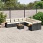 Preview: ARDEBO.de - 11-tlg. Garten-Sofagarnitur mit Kissen Schwarz Poly Rattan