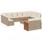 Preview: 13-tlg. Garten-Sofagarnitur mit Kissen Beige Poly Rattan