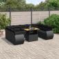 Preview: ARDEBO.de - 10-tlg. Garten-Sofagarnitur mit Kissen Schwarz Poly Rattan