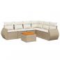 Preview: 7-tlg. Garten-Sofagarnitur mit Kissen Beige Poly Rattan