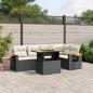 Preview: ARDEBO.de - 6-tlg. Garten-Sofagarnitur mit Kissen Schwarz Poly Rattan