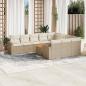 Preview: ARDEBO.de - 11-tlg. Garten-Sofagarnitur mit Kissen Beige Poly Rattan