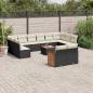 Preview: ARDEBO.de - 13-tlg. Garten-Sofagarnitur mit Kissen Schwarz Poly Rattan