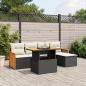 Preview: ARDEBO.de - 6-tlg. Garten-Sofagarnitur mit Kissen Schwarz Poly Rattan