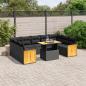 Preview: ARDEBO.de - 10-tlg. Garten-Sofagarnitur mit Kissen Schwarz Poly Rattan