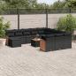 Preview: ARDEBO.de - 13-tlg. Garten-Sofagarnitur mit Kissen Schwarz Poly Rattan