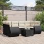 Preview: ARDEBO.de - 7-tlg. Garten-Sofagarnitur mit Kissen Schwarz Poly Rattan