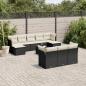 Preview: ARDEBO.de - 11-tlg. Garten-Sofagarnitur mit Kissen Schwarz Poly Rattan