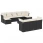 Preview: 11-tlg. Garten-Sofagarnitur mit Kissen Schwarz Poly Rattan