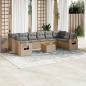 Preview: ARDEBO.de - 11-tlg. Garten-Sofagarnitur mit Kissen Beige Poly Rattan