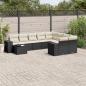 Preview: ARDEBO.de - 10-tlg. Garten-Sofagarnitur mit Kissen Schwarz Poly Rattan