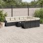 Preview: ARDEBO.de - 11-tlg. Garten-Sofagarnitur mit Kissen Schwarz Poly Rattan