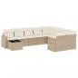 Preview: 10-tlg. Garten-Sofagarnitur mit Kissen Beige Poly Rattan