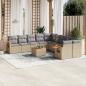 Preview: ARDEBO.de - 11-tlg. Garten-Sofagarnitur mit Kissen Beige Poly Rattan