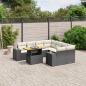 Preview: ARDEBO.de - 9-tlg. Garten-Sofagarnitur mit Kissen Schwarz Poly Rattan