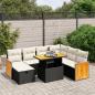 Preview: ARDEBO.de - 8-tlg. Garten-Sofagarnitur mit Kissen Schwarz Poly Rattan