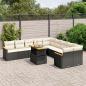 Preview: ARDEBO.de - 11-tlg. Garten-Sofagarnitur mit Kissen Schwarz Poly Rattan