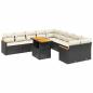 Preview: 11-tlg. Garten-Sofagarnitur mit Kissen Schwarz Poly Rattan