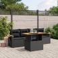 Preview: ARDEBO.de - 5-tlg. Garten-Sofagarnitur mit Kissen Schwarz Poly Rattan