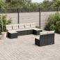 Preview: ARDEBO.de - 9-tlg. Garten-Sofagarnitur mit Kissen Schwarz Poly Rattan