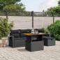 Preview: ARDEBO.de - 6-tlg. Garten-Sofagarnitur mit Kissen Schwarz Poly Rattan