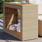 Preview: ARDEBO.de - Garten-Beistelltisch mit Holzplatte Beige Poly Rattan