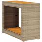 Preview: Garten-Beistelltisch mit Holzplatte Beige Poly Rattan