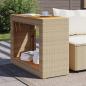 Preview: Garten-Beistelltisch mit Holzplatte Beige Poly Rattan