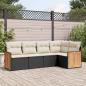 Preview: ARDEBO.de - 5-tlg. Garten-Sofagarnitur mit Kissen Schwarz Poly Rattan