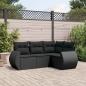 Preview: ARDEBO.de - 4-tlg. Garten-Sofagarnitur mit Kissen Schwarz Poly Rattan