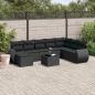 Preview: ARDEBO.de - 9-tlg. Garten-Sofagarnitur mit Kissen Schwarz Poly Rattan