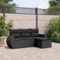 Preview: ARDEBO.de - 4-tlg. Garten-Sofagarnitur mit Kissen Schwarz Poly Rattan