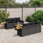 Preview: ARDEBO.de - 7-tlg. Garten-Sofagarnitur mit Kissen Schwarz Poly Rattan