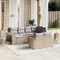 Preview: ARDEBO.de - 11-tlg. Garten-Sofagarnitur mit Kissen Beige Poly Rattan