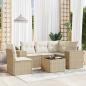 Preview: ARDEBO.de - 6-tlg. Garten-Sofagarnitur mit Kissen Beige Poly Rattan