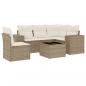 Preview: 6-tlg. Garten-Sofagarnitur mit Kissen Beige Poly Rattan