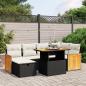 Preview: ARDEBO.de - 7-tlg. Garten-Sofagarnitur mit Kissen Schwarz Poly Rattan