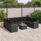 Preview: ARDEBO.de - 10-tlg. Garten-Sofagarnitur mit Kissen Schwarz Poly Rattan