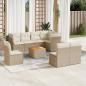 Preview: ARDEBO.de - 9-tlg. Garten-Sofagarnitur mit Kissen Beige Poly Rattan