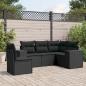 Preview: ARDEBO.de - 5-tlg. Garten-Sofagarnitur mit Kissen Schwarz Poly Rattan