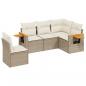 Preview: 5-tlg. Garten-Sofagarnitur mit Kissen Beige Poly Rattan