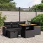 Preview: ARDEBO.de - 7-tlg. Garten-Sofagarnitur mit Kissen Schwarz Poly Rattan