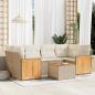 Preview: ARDEBO.de - 7-tlg. Garten-Sofagarnitur mit Kissen Beige Poly Rattan