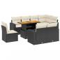 Preview: 9-tlg. Garten-Sofagarnitur mit Kissen Schwarz Poly Rattan