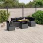 Preview: ARDEBO.de - 7-tlg. Garten-Sofagarnitur mit Kissen Schwarz Poly Rattan