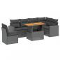 Preview: 7-tlg. Garten-Sofagarnitur mit Kissen Schwarz Poly Rattan